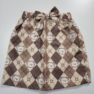 Girls Brown Teddy Bear Argyle Skirt Size 6 NEW without Tags